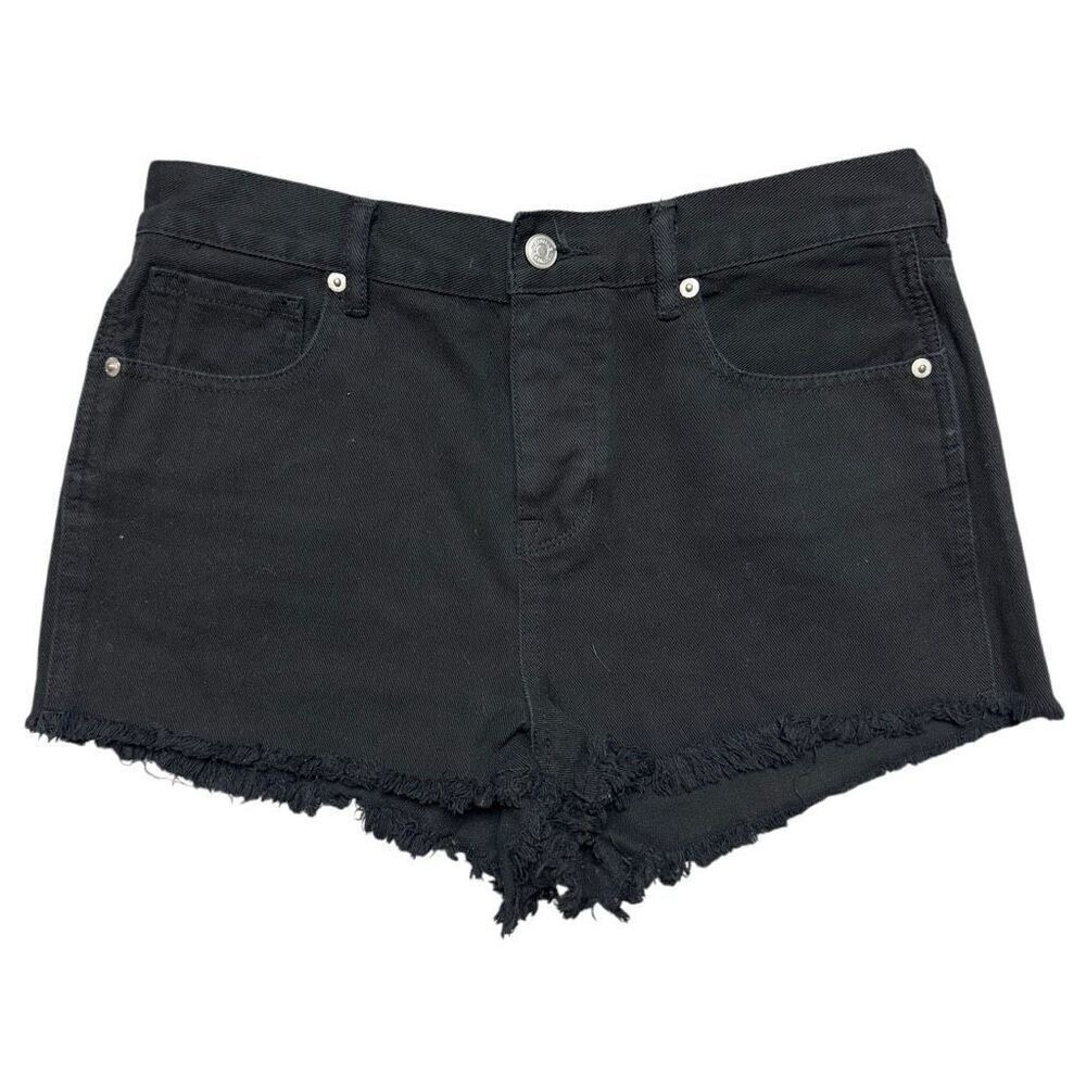 Brandy Melville Black High-Waisted Frayed Hem Denim Shorts Size 29